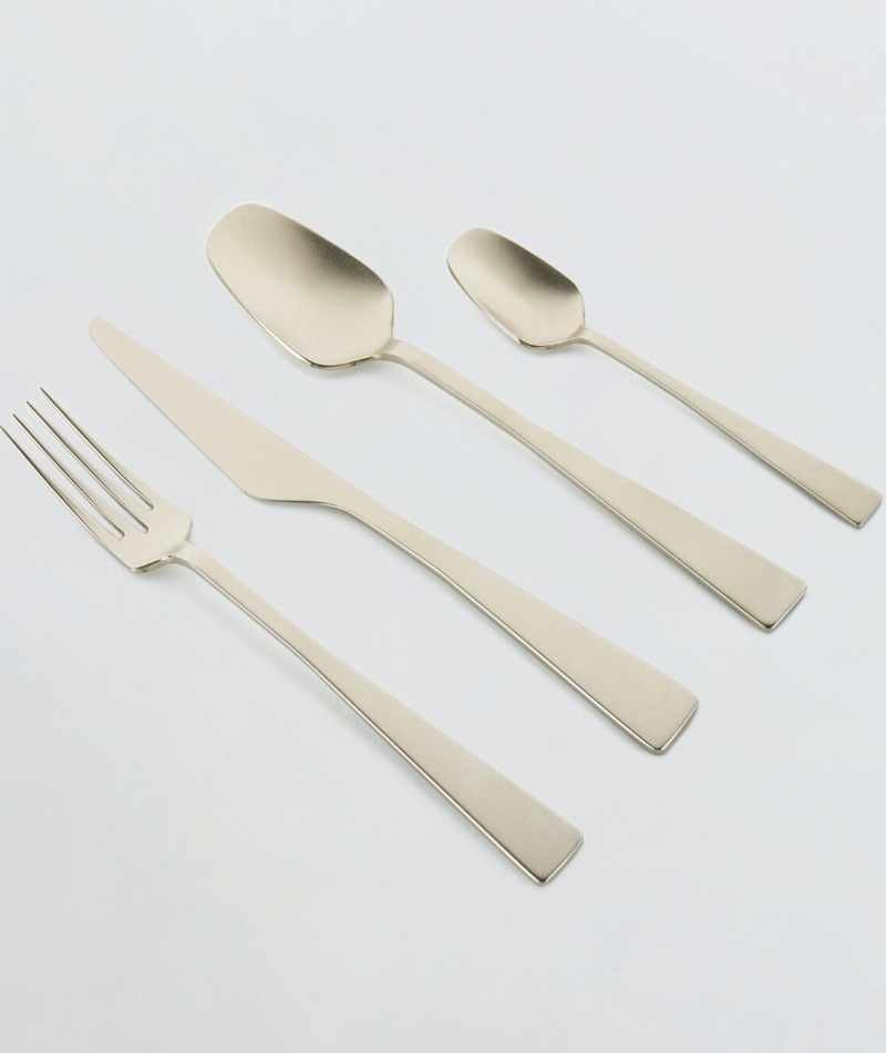KnIndustrie Zest Finitura Champagne Posate Set 4 Pezzi