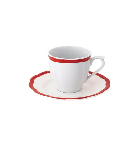 Bitossi Home Petalo Set 6 pz Tazzina caffè con piattino Bordo Rosso