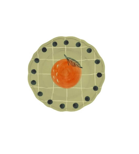 Bitossi Home Quadri Bordo Pois Set 2 pz Piatto frutta Verde