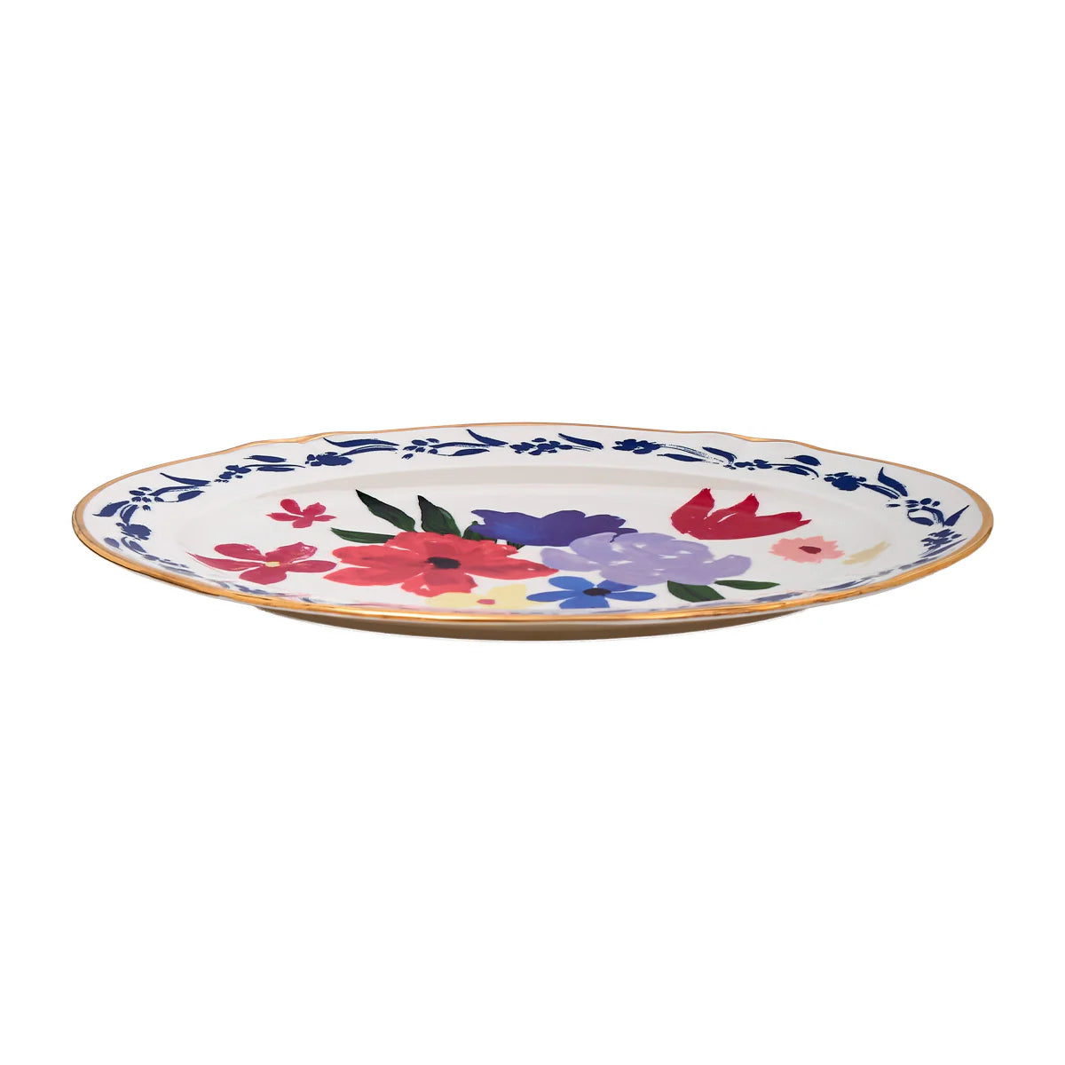 Bitossi Home Dipinto Vassoio ovale Bouquet blu