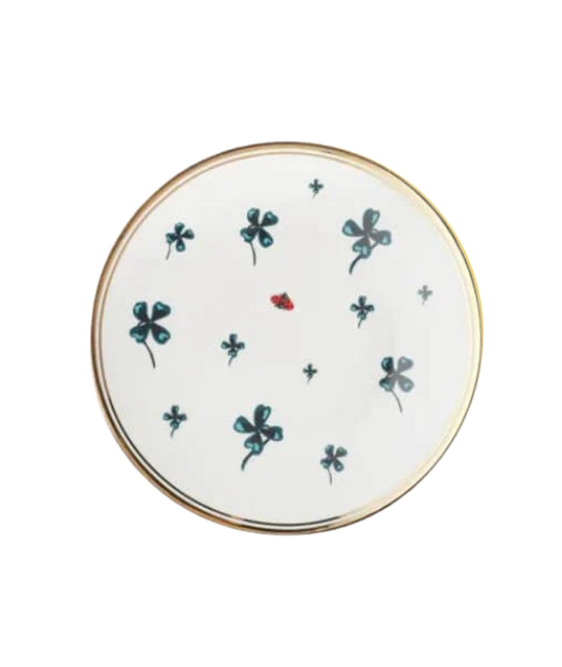 Bitossi Home La Tavola Scomposta Piattino ø 17cm Quadrifoglio e Coccinella