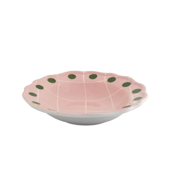 Bitossi Home Quadri Bordo Pois Set 2 pz Piatto fondo Rosa