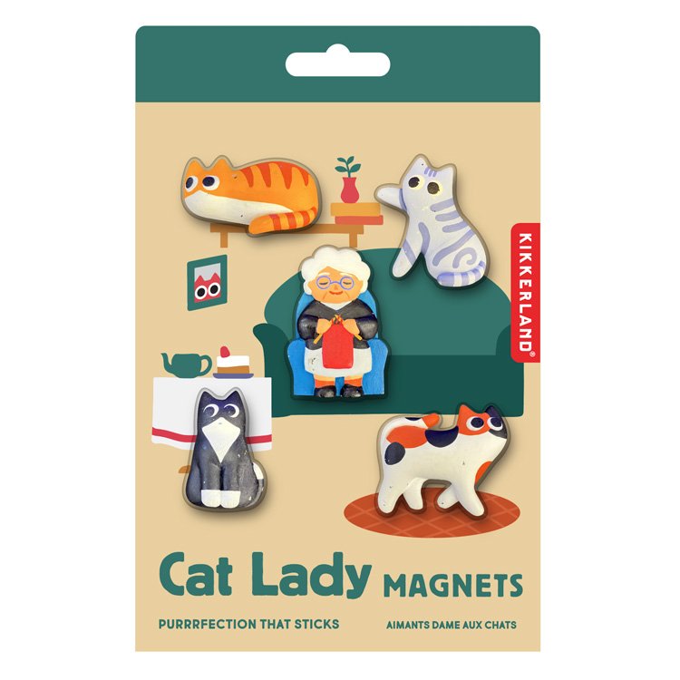 Foto ambientata: Magneti da frigorifero Kikkerland Cat Lady utilizzati per fissare appunti
