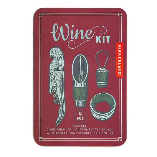 Kikkerland Wine Kit set accessori vino nella scatola metallica