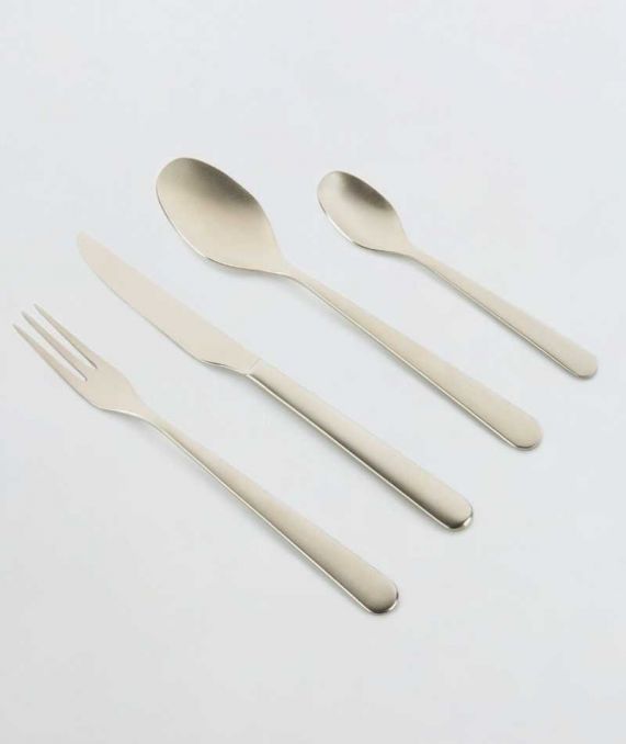 KnIndustrie Foo'D Finitura Champagne posate da tavola set 24 pz