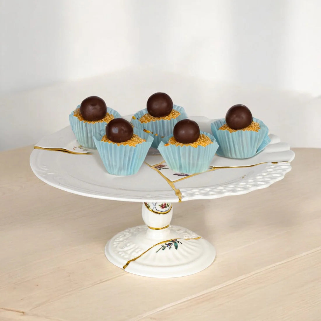 Seletti Kintsugi Alzata In Porcellana e Oro