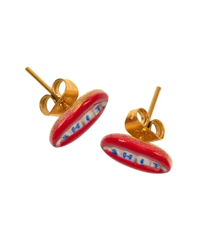 Seletti Toiletpaper Orecchini A Bottone - Acciaio Inox - Shit