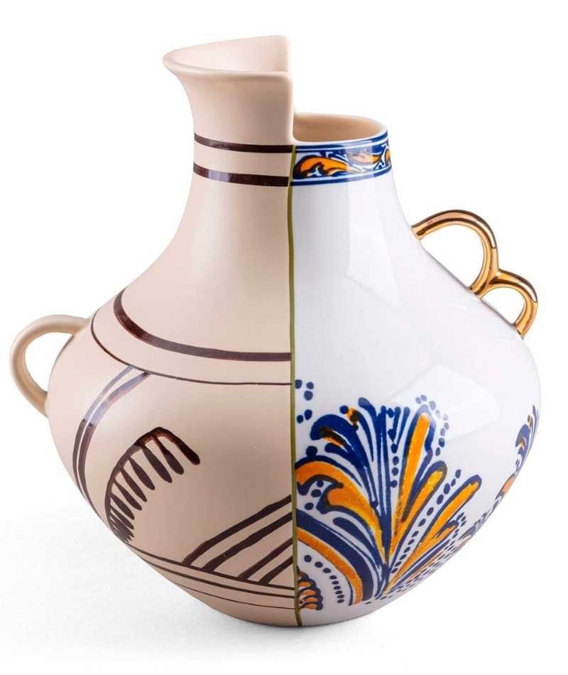 Vaso Seletti Hybrid Nazca in porcellana decorata, vista frontale