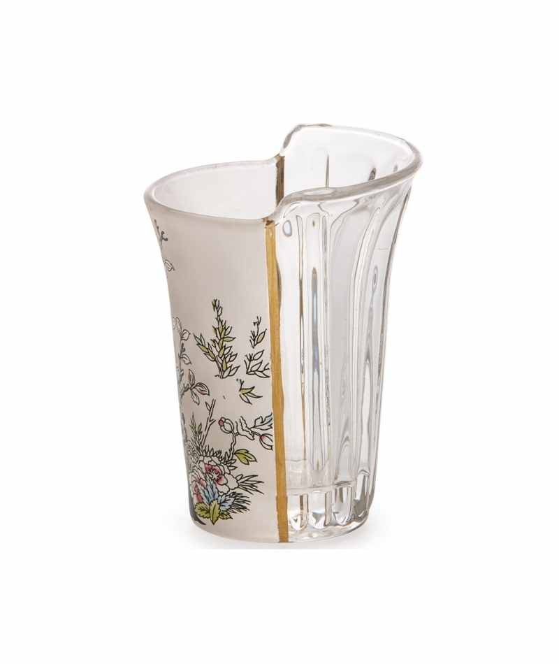 Bicchiere alto Seletti Hybrid Aglaura con decoro floreale