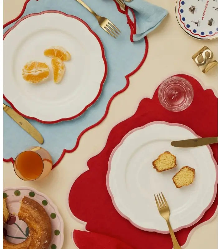 Bitossi Home Petalo Set 6 pz Piatto piano Bordo Rosso