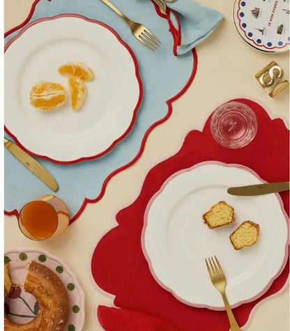 Bitossi Home Petalo Set 6 pz Piatto piano Bordo Rosso