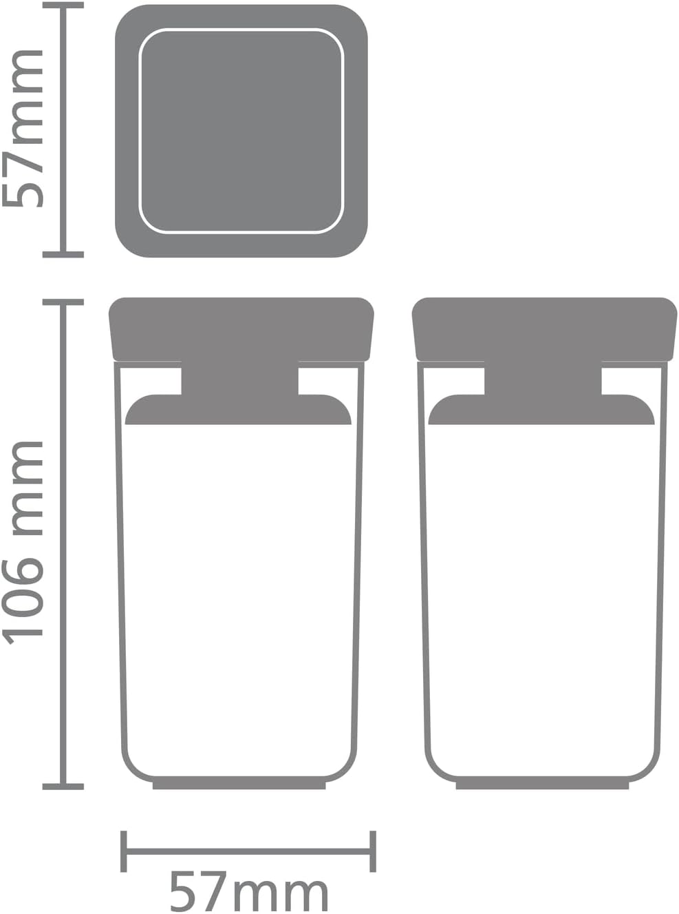 Brabantia TASTY+ Mini Set di contenitori impilabili  Ermetici per spezie Dark Grey - 0,15L