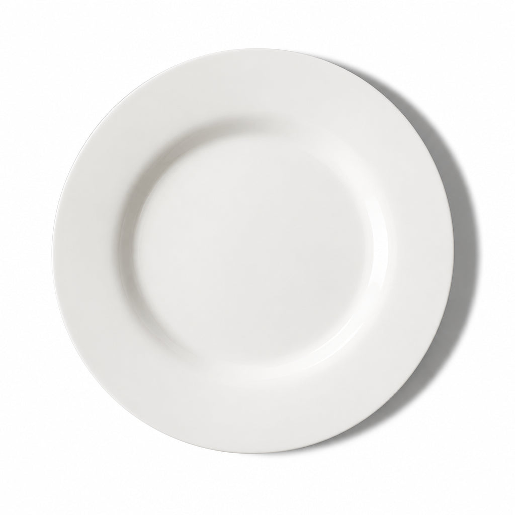 Piatto piano KnIndustrie Reggia in porcellana Fine Bone China bianca – vista dall'alto