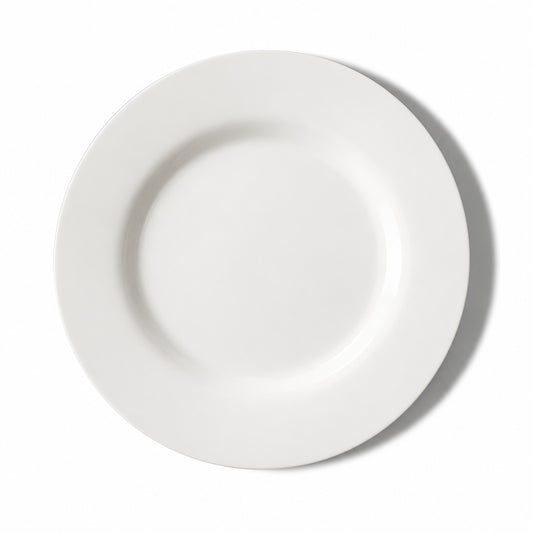Piatto piano KnIndustrie Reggia in porcellana Fine Bone China bianca – vista dall'alto