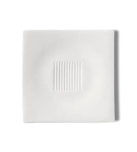 Piatto quadrato con piede KnIndustrie Fusion 17 cm in porcellana Fine Bone China bianca – vista dall'alto