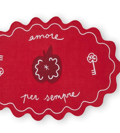 Bitossi Home Il Frutto della Passione Tovaglietta con ricami Rossa - Amore per sempre