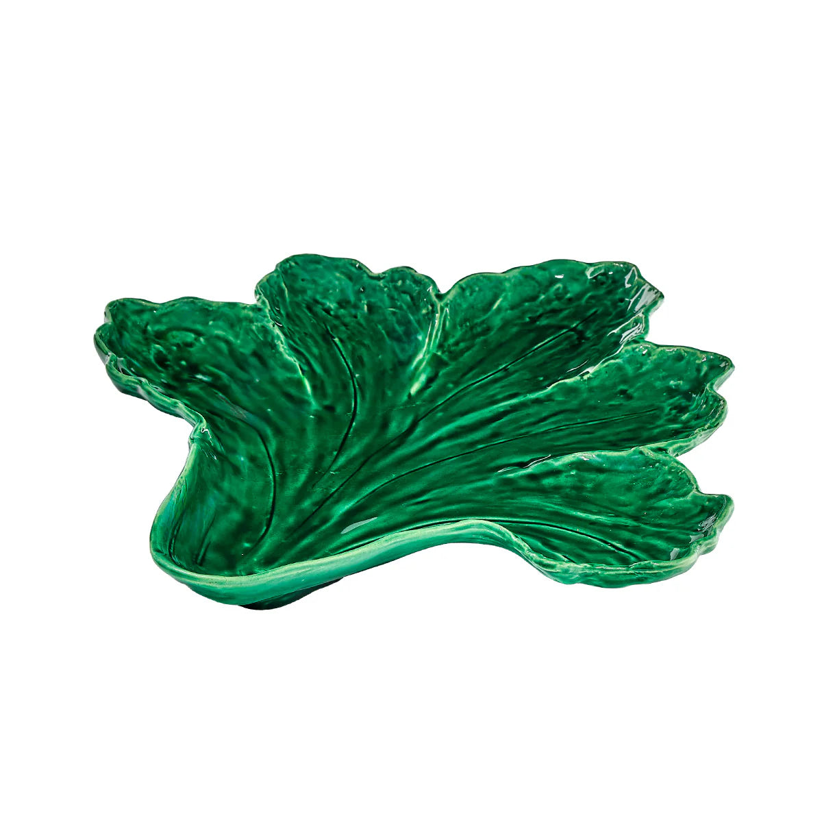 Piatto Portata Insalata Bitossi Home in ceramica verde dipinta a mano