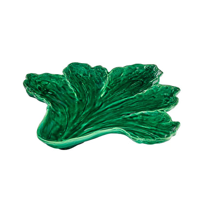 Piatto Portata Insalata Bitossi Home in ceramica verde dipinta a mano