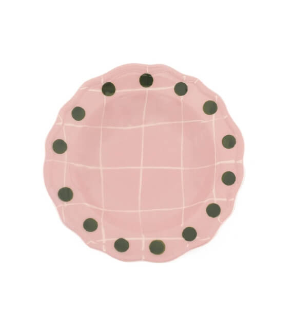 Bitossi Home Quadri Bordo Pois Set 2 pz Piatto fondo Rosa