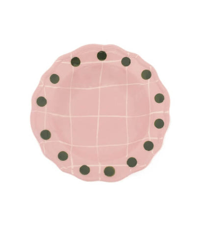 Bitossi Home Quadri Bordo Pois Set 2 pz Piatto fondo Rosa