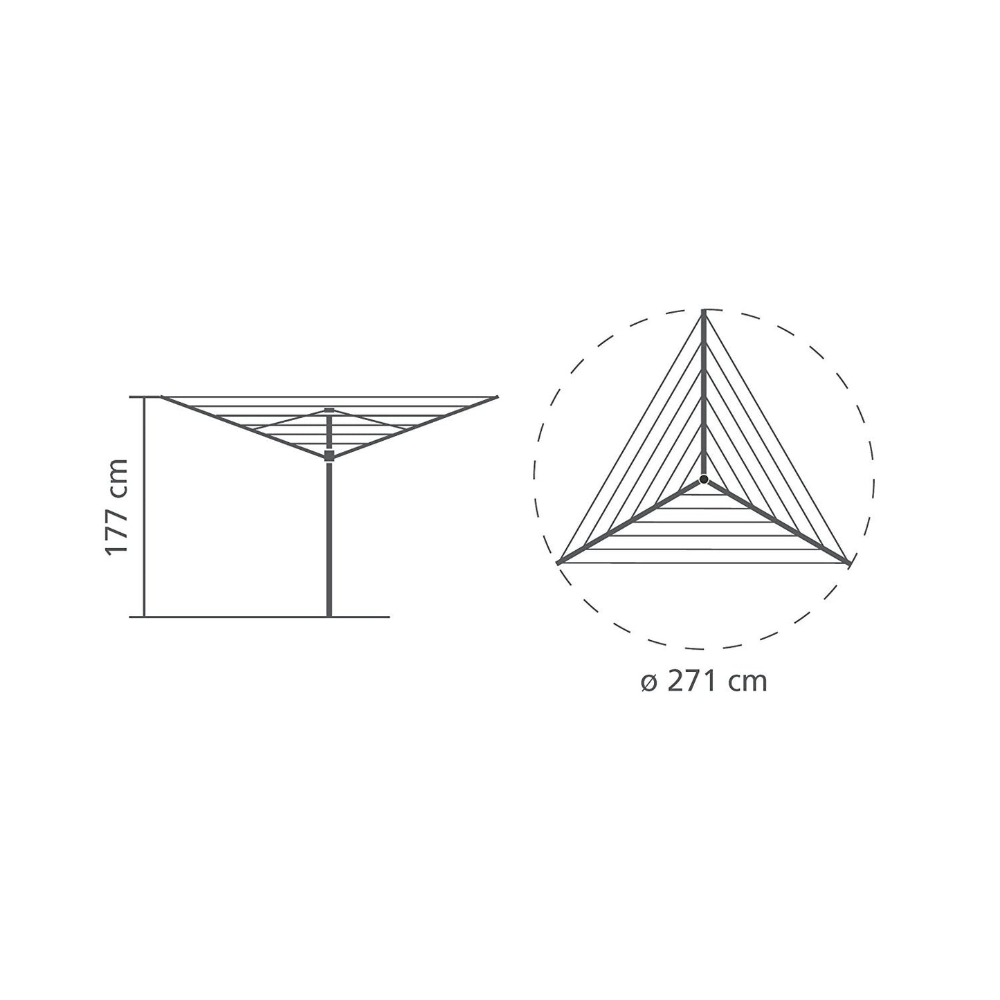 Brabantia Essential Stendiombrello con bracci fissi e palo da 35mm