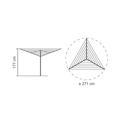 Brabantia Essential Stendiombrello con bracci fissi e palo da 35mm