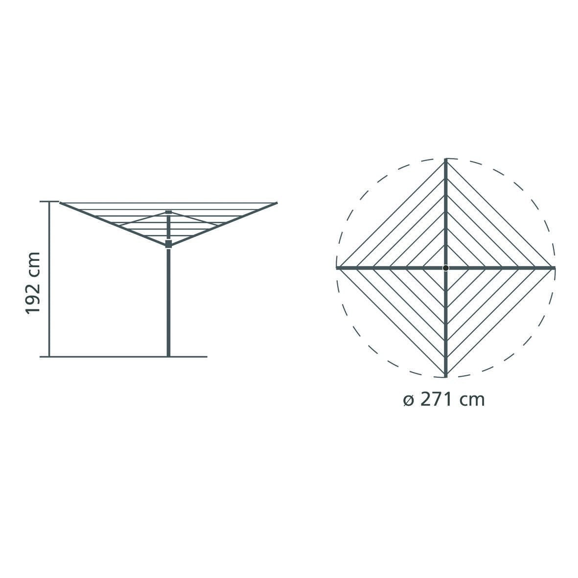 Brabantia Essential Stendiombrello con bracci fissi e palo da 35mm