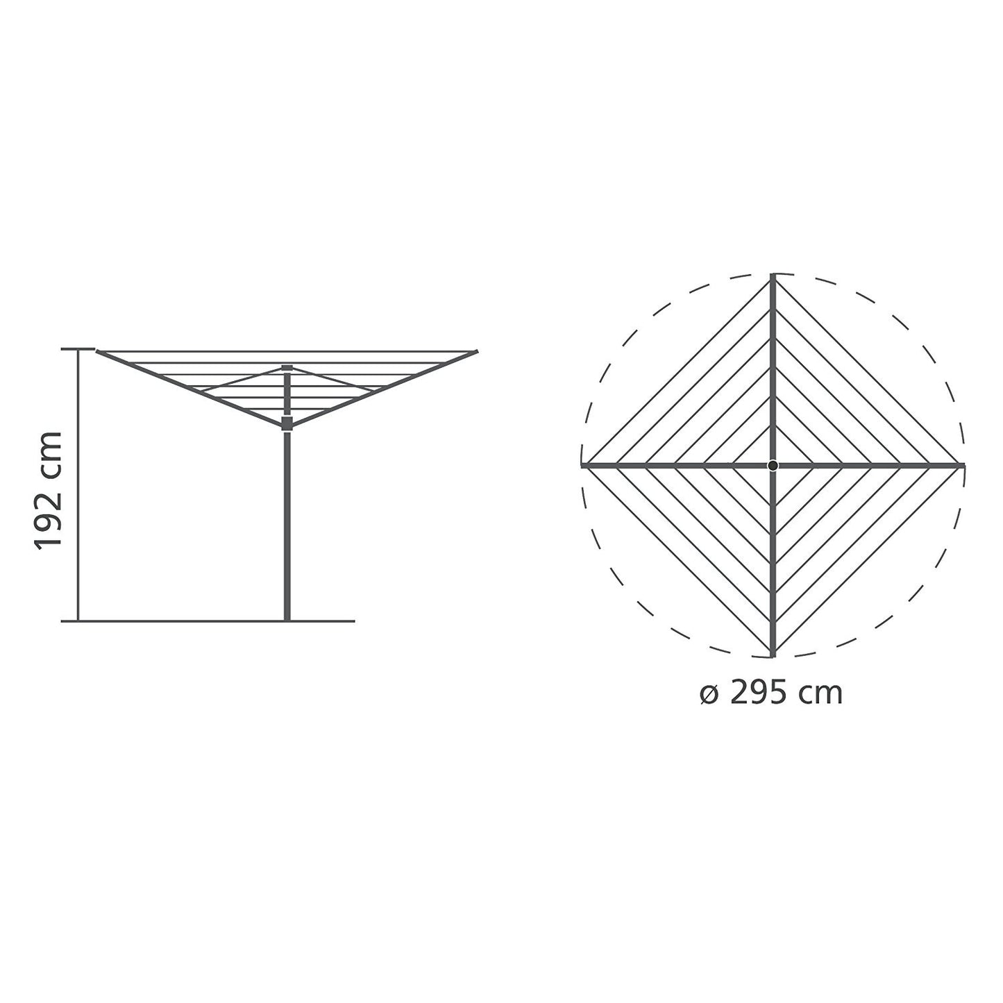 Brabantia Essential Stendiombrello con bracci fissi e palo da 35mm