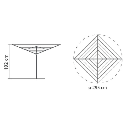 Brabantia Essential Stendiombrello con bracci fissi e palo da 35mm