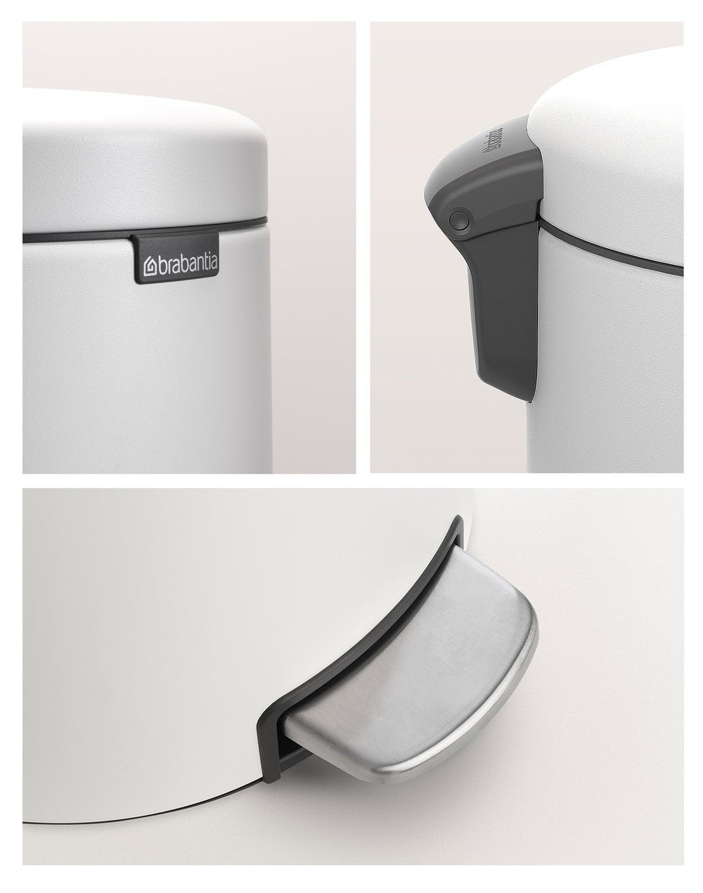 Brabantia New Icon pattumiera a pedale 5L Bianca