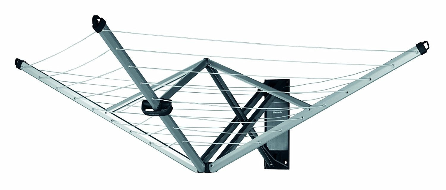 "Dettaglio struttura in acciaio dello stendibiancheria da parete Brabantia WallFix"