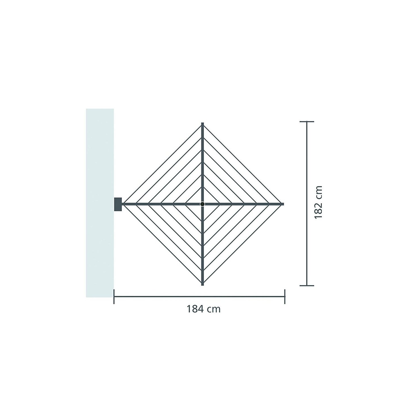 "Vista dall’alto dello stendibiancheria Brabantia installato su parete chiara"