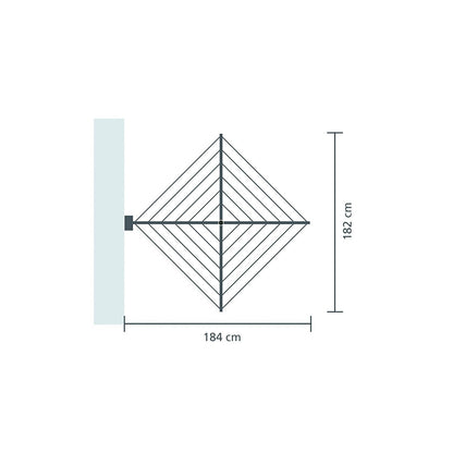 "Vista dall’alto dello stendibiancheria Brabantia installato su parete chiara"