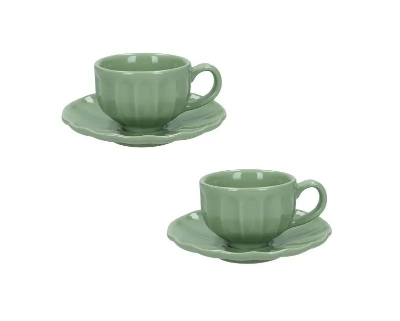Turbo Moka + Brandani Set caffè Duetto con 2 tazzine Calipso Salvia