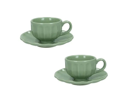 Turbo Moka + Brandani Set caffè Duetto con 2 tazzine Calipso Salvia