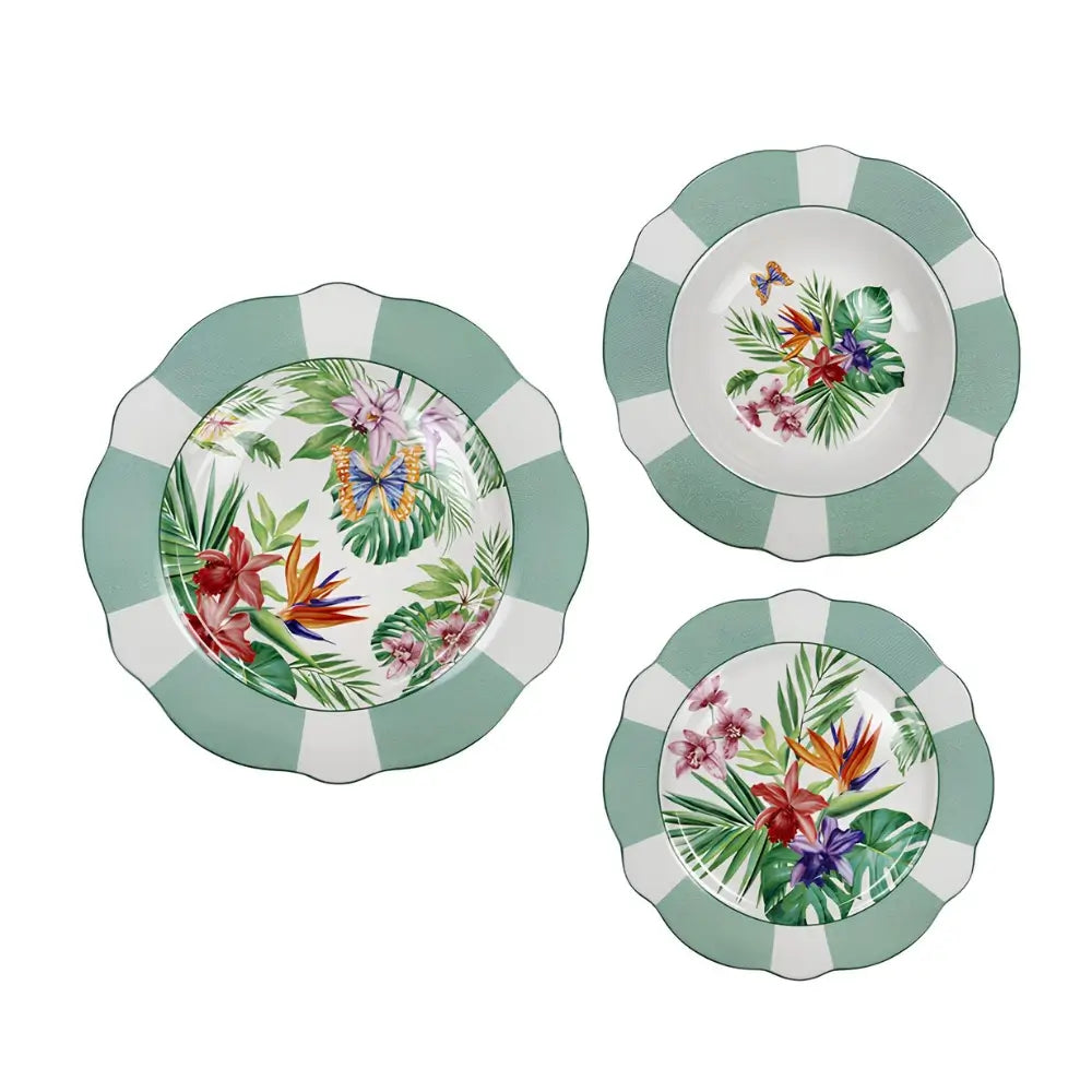 Servizio tavola Brandani Oasi 18 pezzi New Bone China tropicale