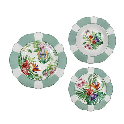 Servizio tavola Brandani Oasi 18 pezzi New Bone China tropicale