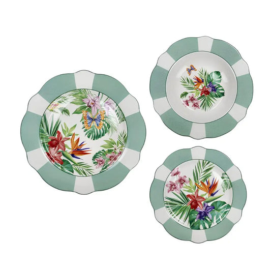 Servizio tavola Brandani Oasi 18 pezzi New Bone China tropicale