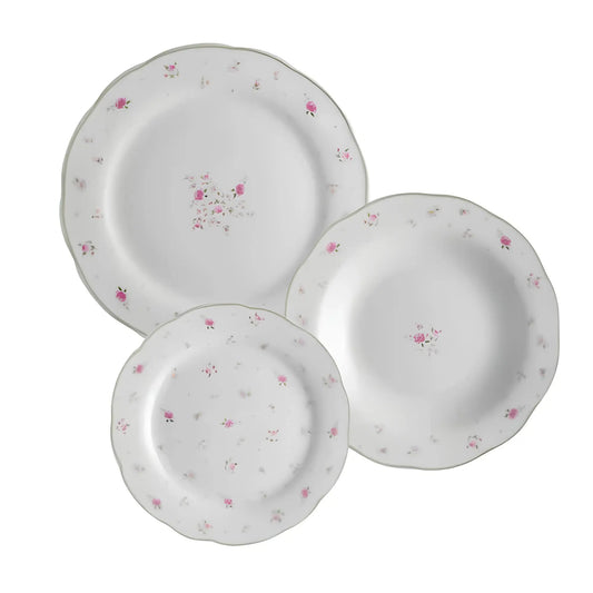 Servizio piatti Brandani Nonna Rosa 18 pezzi in porcellana floreale