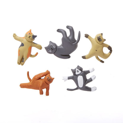 Kikkerland Cat Yoga Magnets set di 5 magneti a forma di gatto in pose yoga