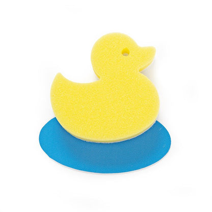 Spugna papera gialla Kikkerland Duck Grab ’n’ Scrub con supporto azzurro
