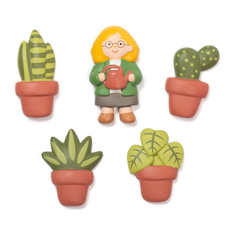 Kikkerland Plant Lady Magnets set di 5 magneti decorativi a forma di piante e cactus