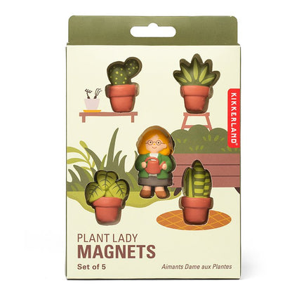 Kikkerland Plant Lady Magnets set di 5 magneti decorativi a forma di piante e cactus