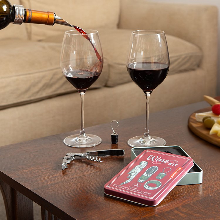 1. Kikkerland Wine Kit utilizzato per aprire e servire una bottiglia di vino
