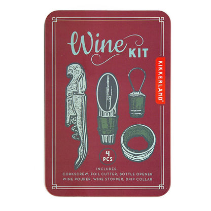 Kikkerland Wine Kit set accessori vino nella scatola metallica