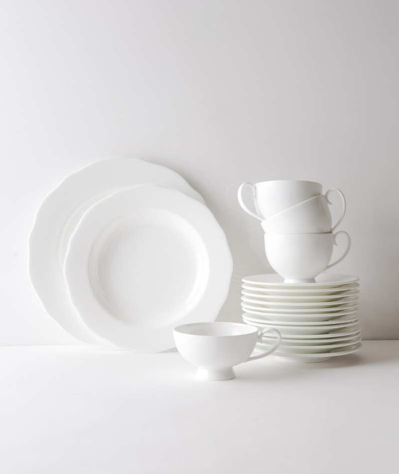 WPSLNWO - Set di 6 piatti piani in bone china bianca, 26,7 cm, set di WPSLNWO - Set di 6 piatti piani in bone china bianca, 26,7 cm, set di