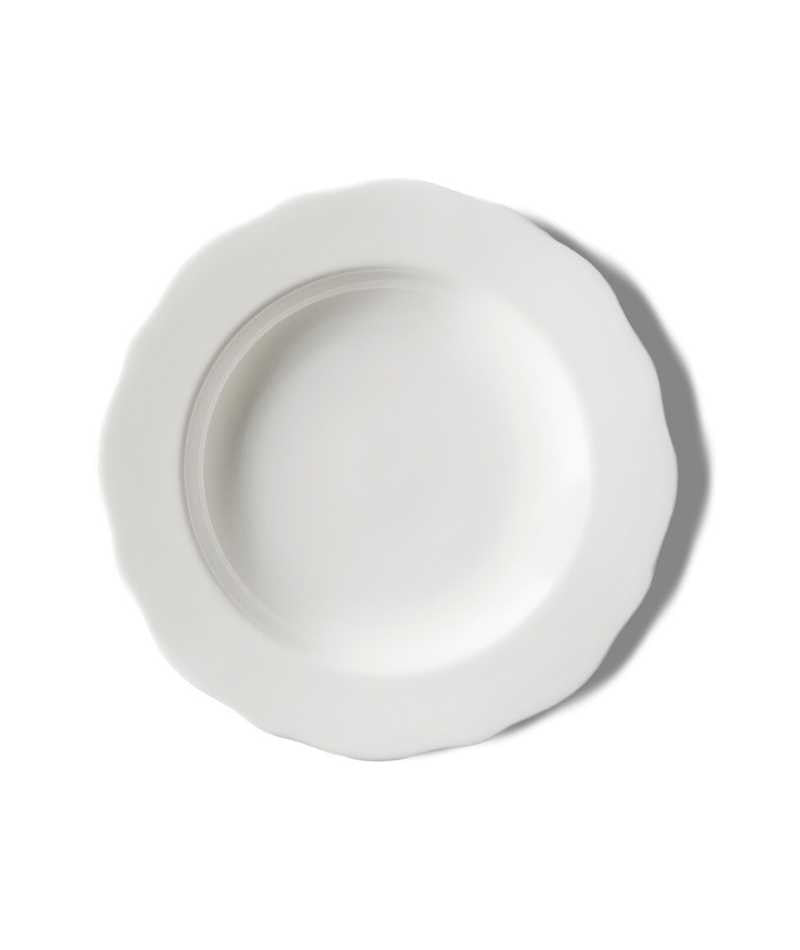 Piatto fondo KnIndustrie Armonia in Fine Bone China bianca – vista dall'alto