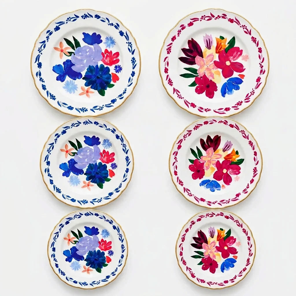 Piatti Bitossi Dipinto blu e magenta