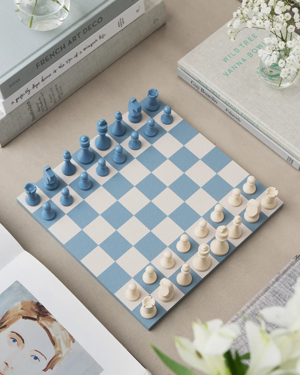 Printworks Chess Reverra – Scacchiera Beige e Blu in Similpelle