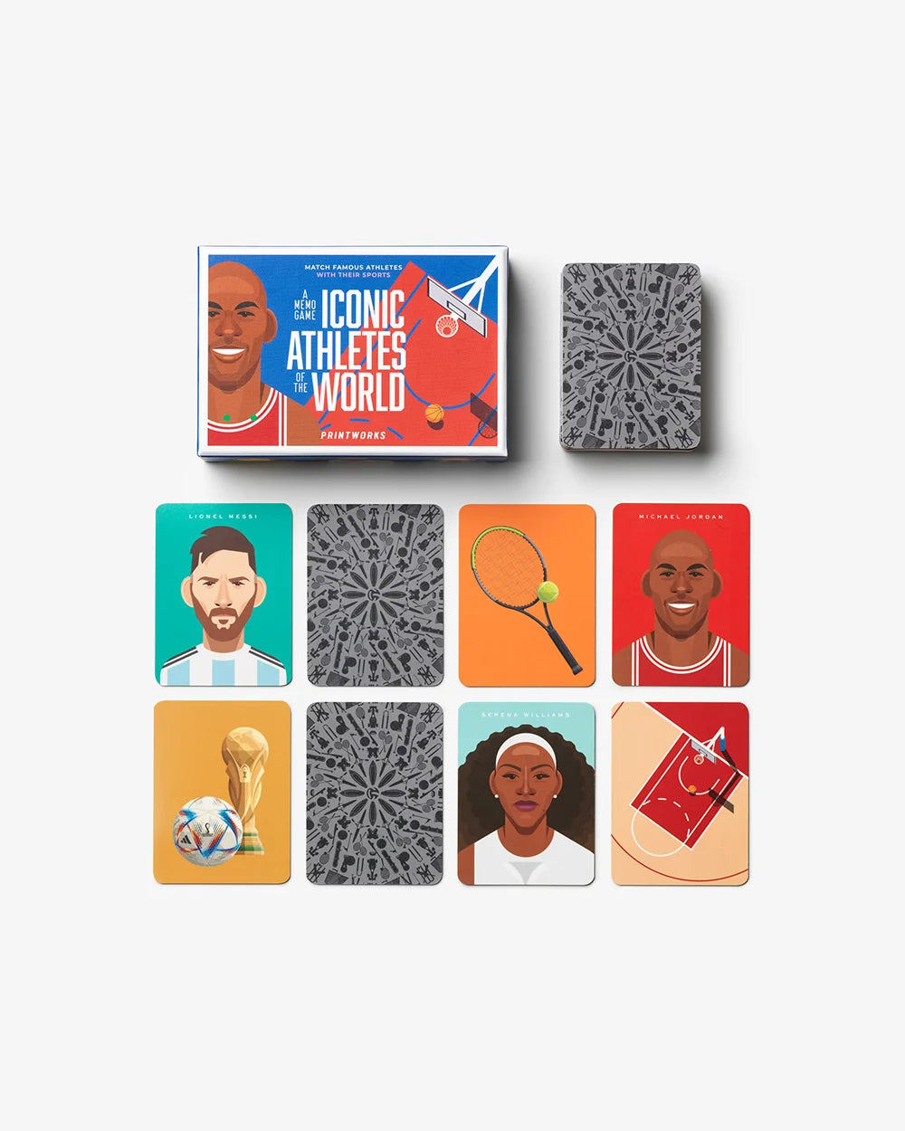Carte Printworks Iconic Athletes con ritratti di atleti e simboli sportivi